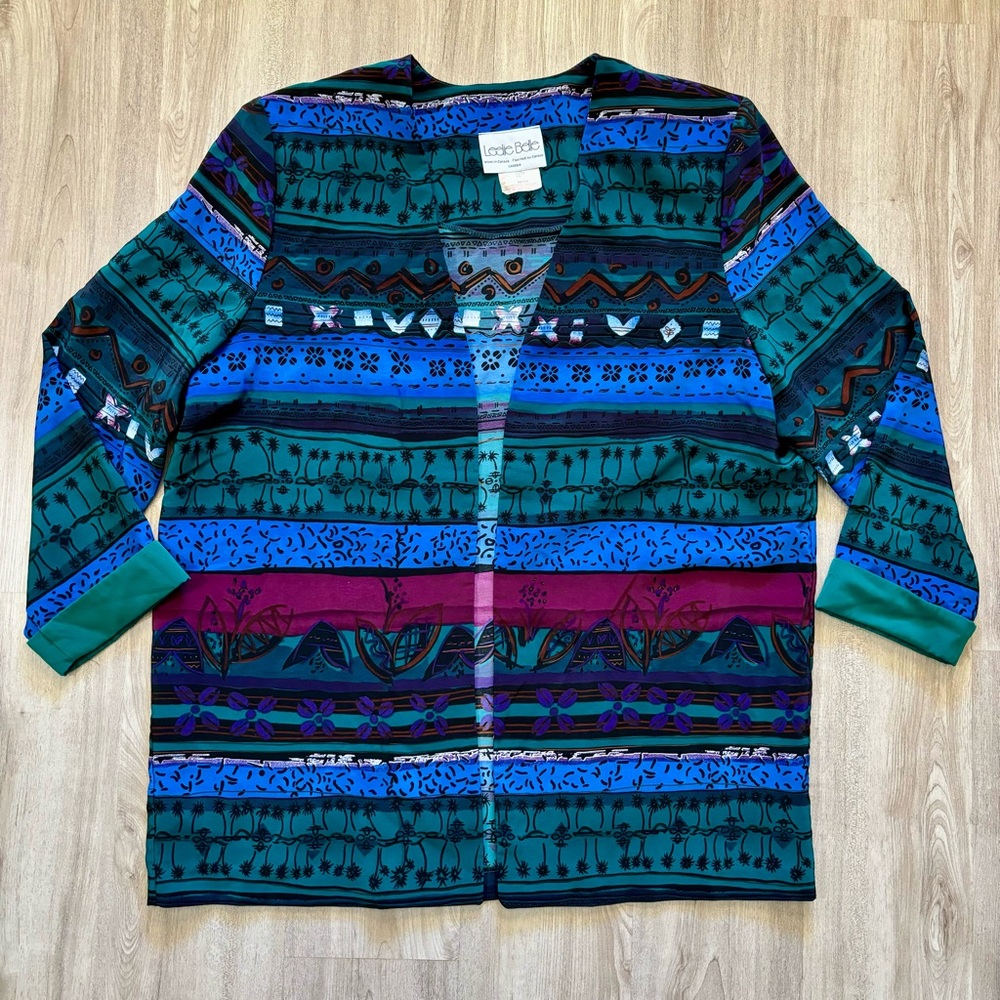 Vintage Boho Jacket Colorful Statement Blazer Festival Art Teacher Size 14 Open